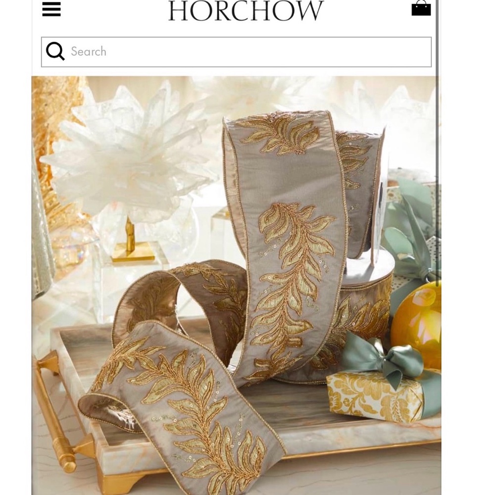 HORCHOW Embellished & Embroidered Ribbon Garland